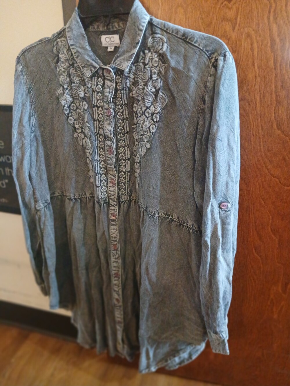 CHIC CONNECTION grey long sleeve babydoll mini dress